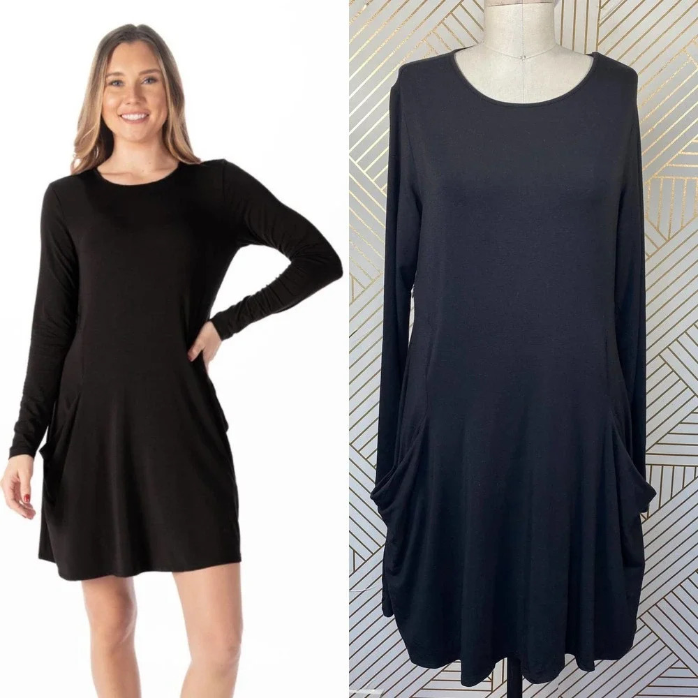 Betabrand Sweatshirt Jersey Travel Dress Black